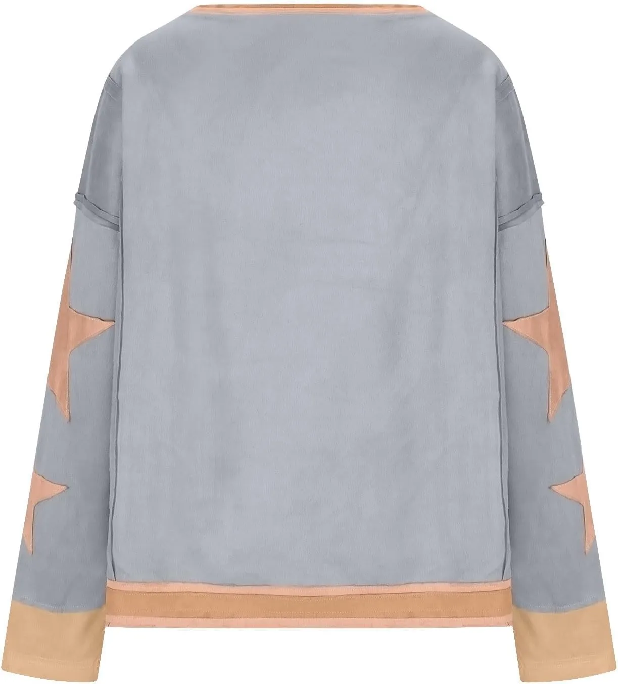 Oversized Sweatshirt for Women Lantern Sleeve Star Pullover Crewneck Corded Shirts Fashion Fall Outfits Trendy 2024