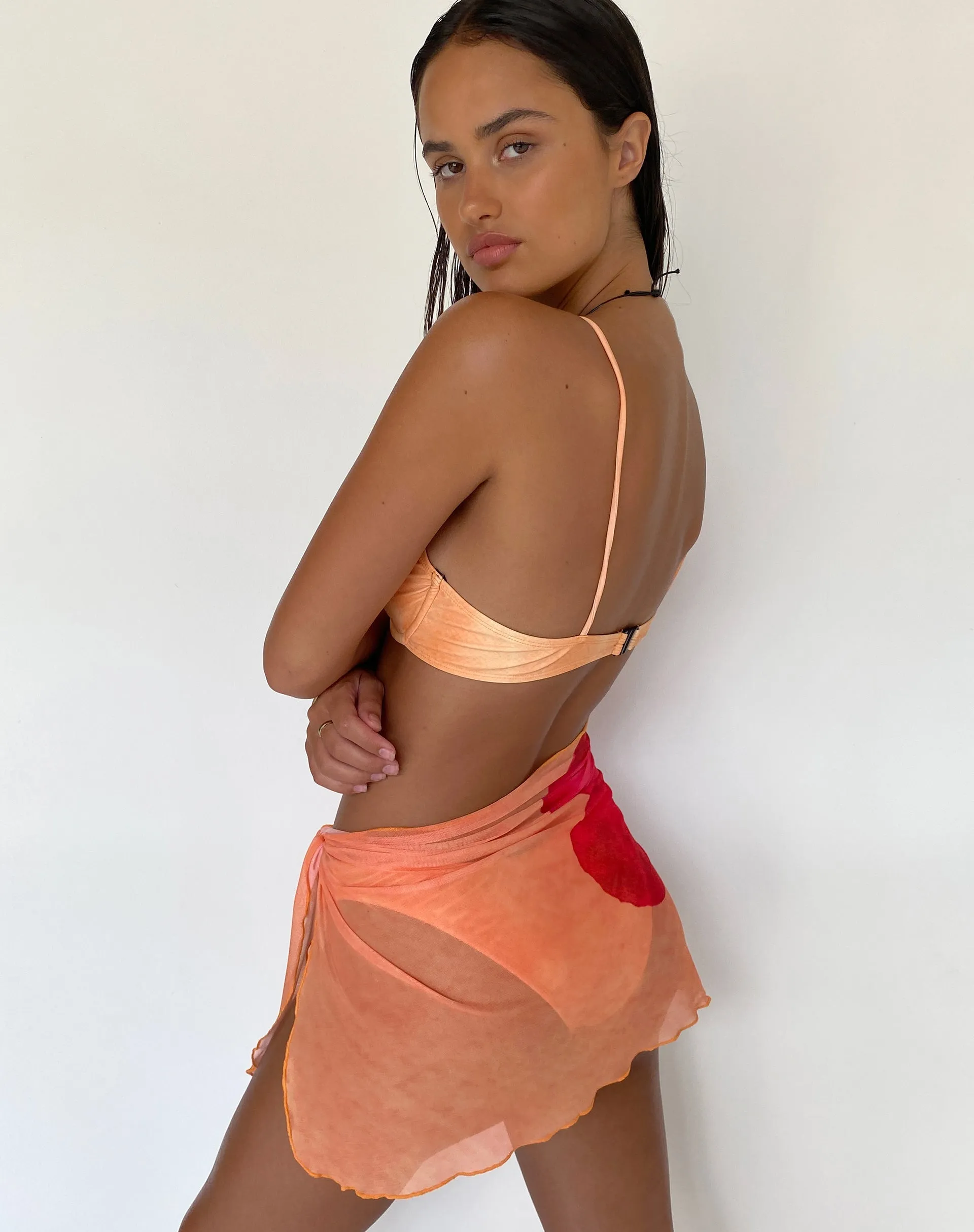Pawon Mesh Sarong in Orange Flower