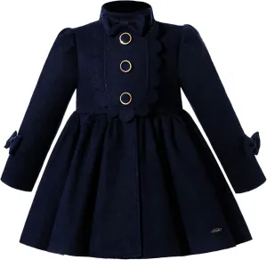 Pettigirl Little Girl Autumn Winter Navy Blue Fashion Jacket Coat Kids Vintage Warm Trench Outerwear Outfit