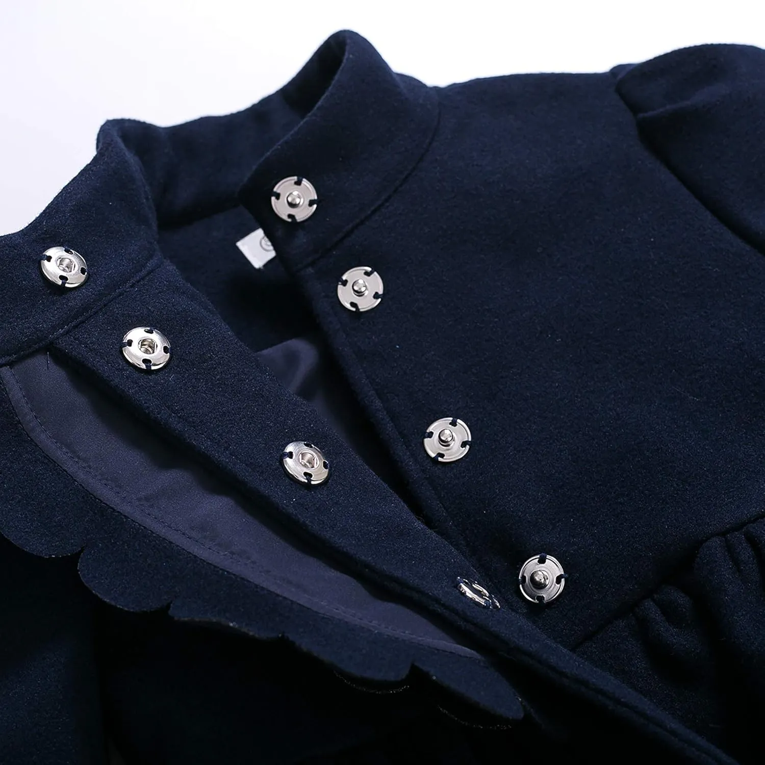 Pettigirl Little Girl Autumn Winter Navy Blue Fashion Jacket Coat Kids Vintage Warm Trench Outerwear Outfit