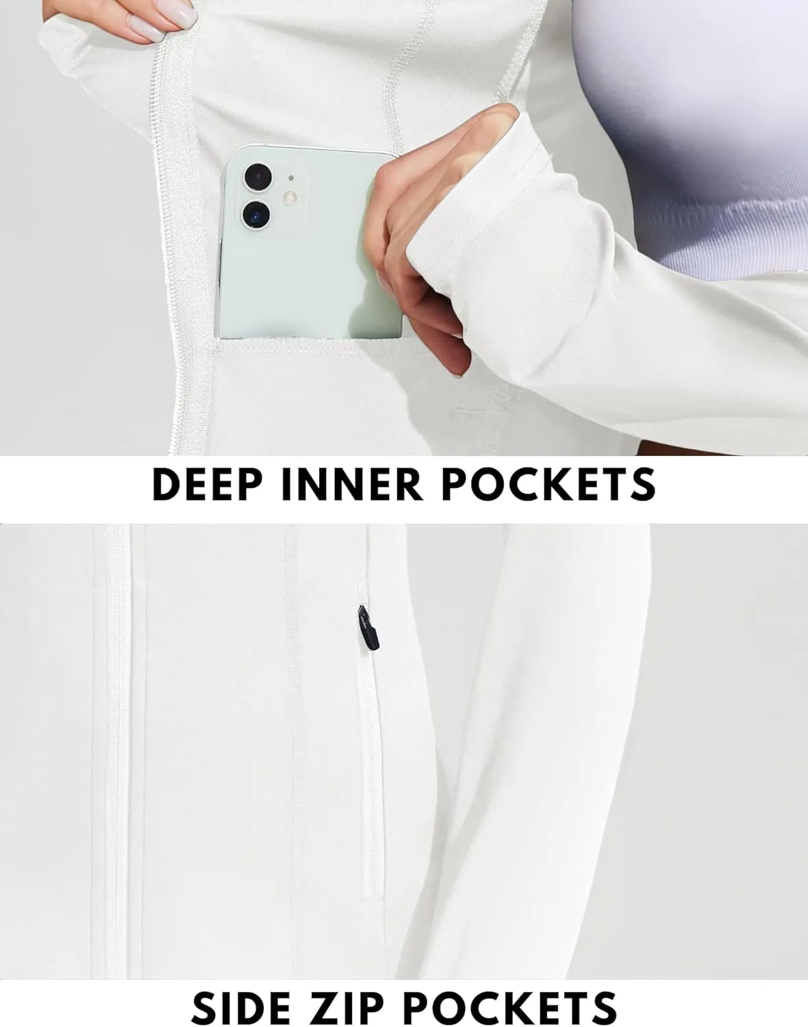 PINSPARK Women's Athletic Jackets Slim Fit Workout Jacket Full Zip Up Running Gym Yoga Sports Tops with Pockets