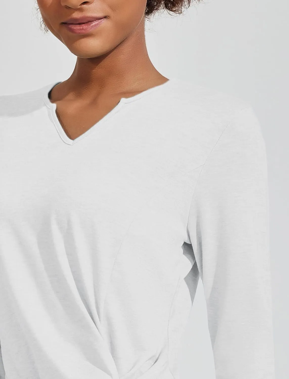 PINSPARK Womens Long Sleeve Shirts Workout Tops V Neck Twist Front Hiking Yoga Running Casual T-Shirt