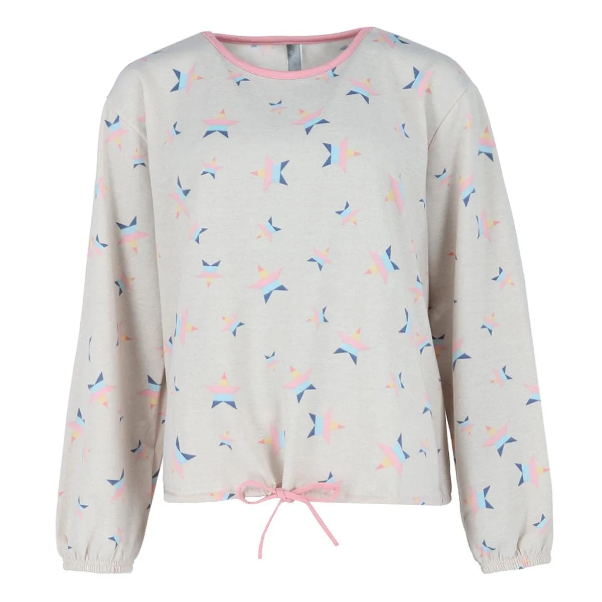 PJ Couture Women's Plus Size Stars Long Sleeve Short Set