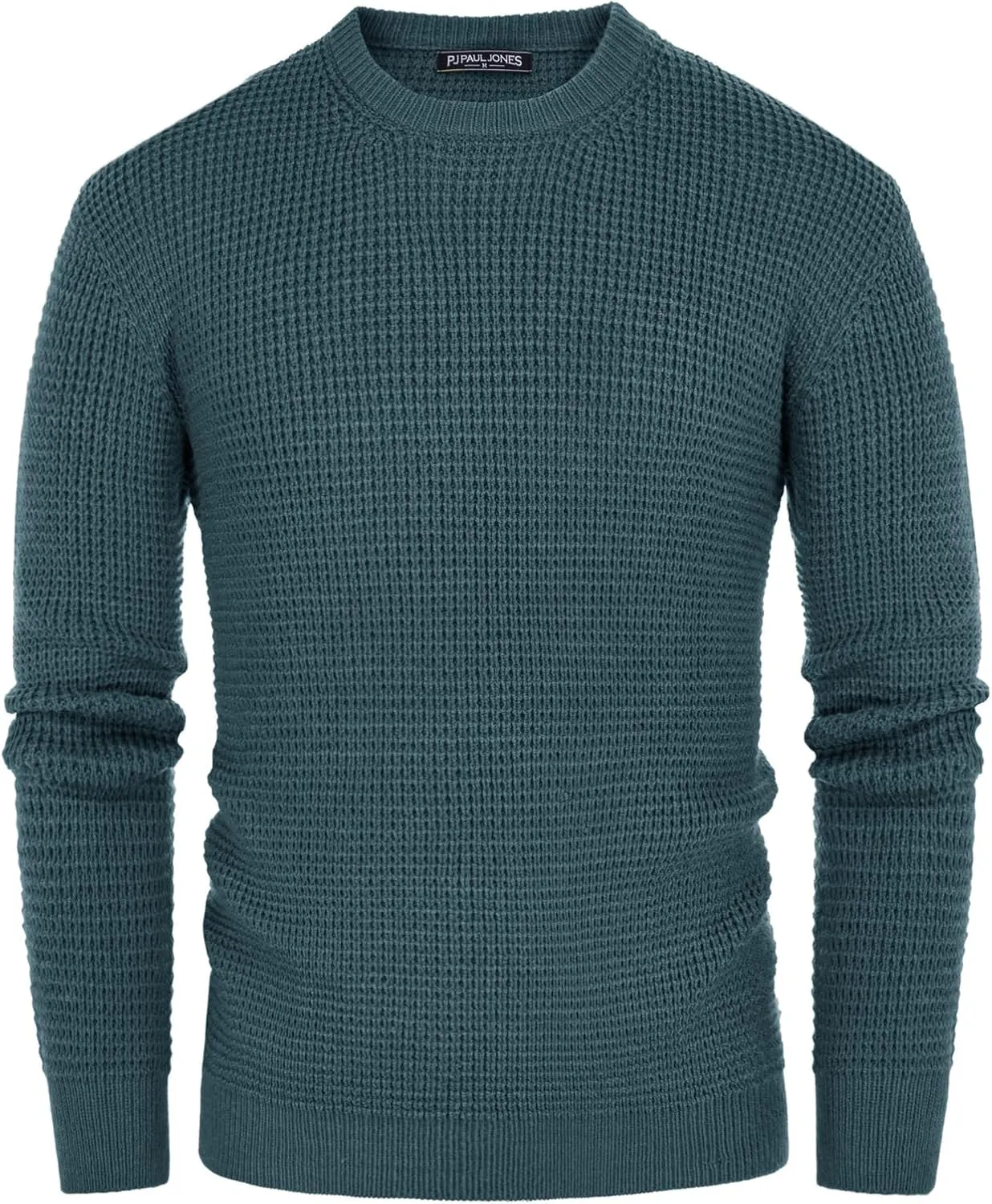 PJ PAUL JONES Mens Crewneck Pullover Sweater Waffle Textured Long Sleeve Knitted Sweaters