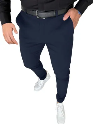 PLEPAN Men's Stretch Dress Pants Slim Fit Casual Suit Pants Expandable Waist Golf Pants