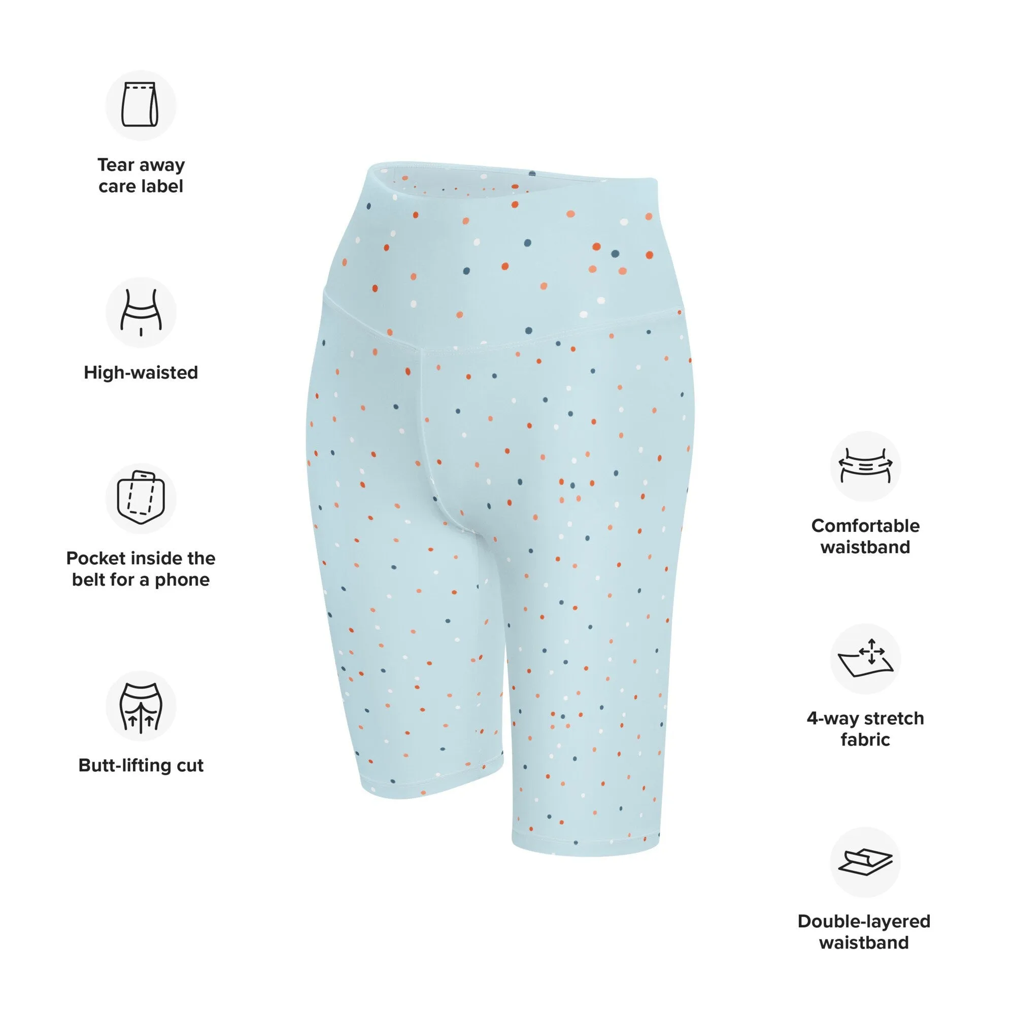 Polka Dot Long Inseam Biking Shorts