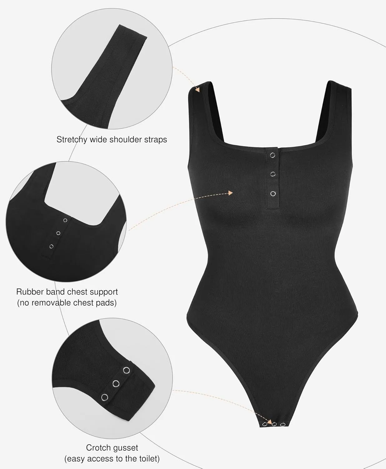 Popilush Bodysuits for Women Tummy Control Henley Going Out Shirts Button Down Body Suit Casual Thong Tank Tops