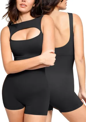 Popilush Shapewear Romper Seamless Workout Yoga Jumpsuit for Women Built in Bra Backless Athletic Romper Short 2024