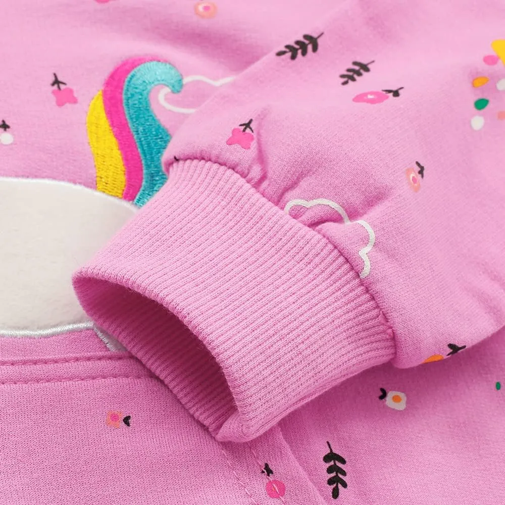 Popshion Toddler Girls Fleece Jackets Cotton Unicorn Hoodie Sweatshirt Fall Winter Zipper Coat Warm Hooded Sweater 2t-7t
