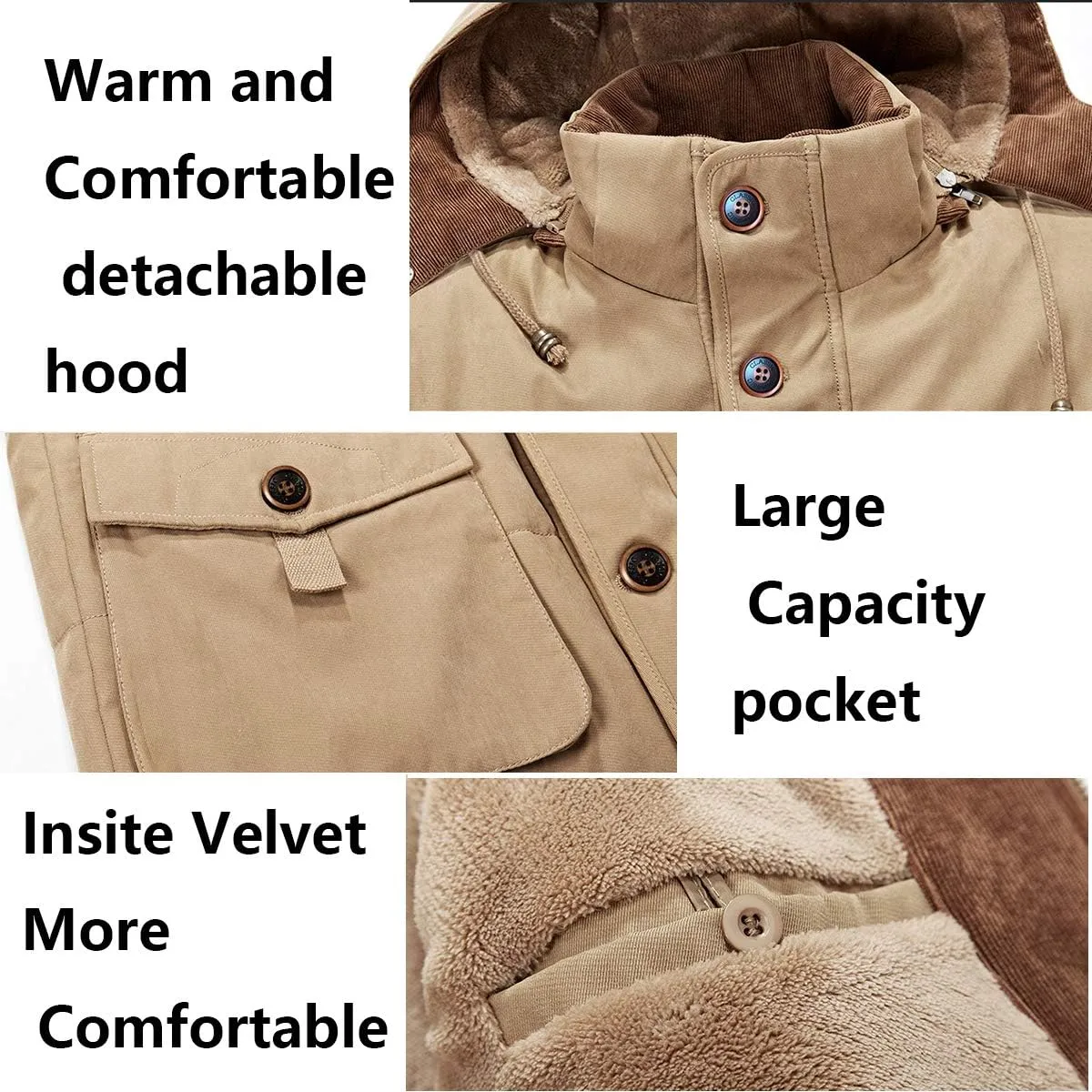 PRIJOUHE Men's Winter Coats Down Jackets Outerwear Long Cotton Coat Men Thick Warm Fur Jacket Coat Overcoat