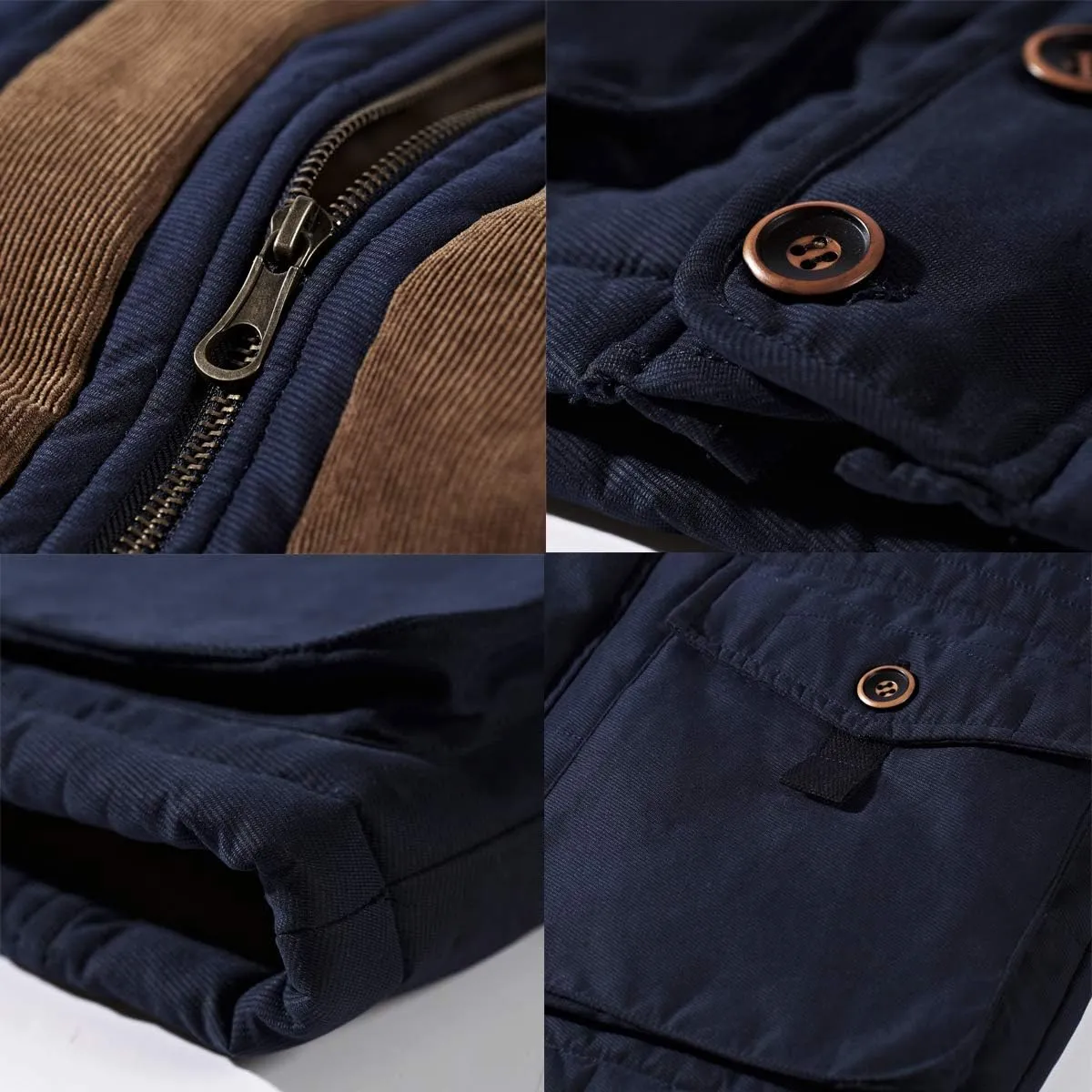 PRIJOUHE Men's Winter Coats Down Jackets Outerwear Long Cotton Coat Men Thick Warm Fur Jacket Coat Overcoat