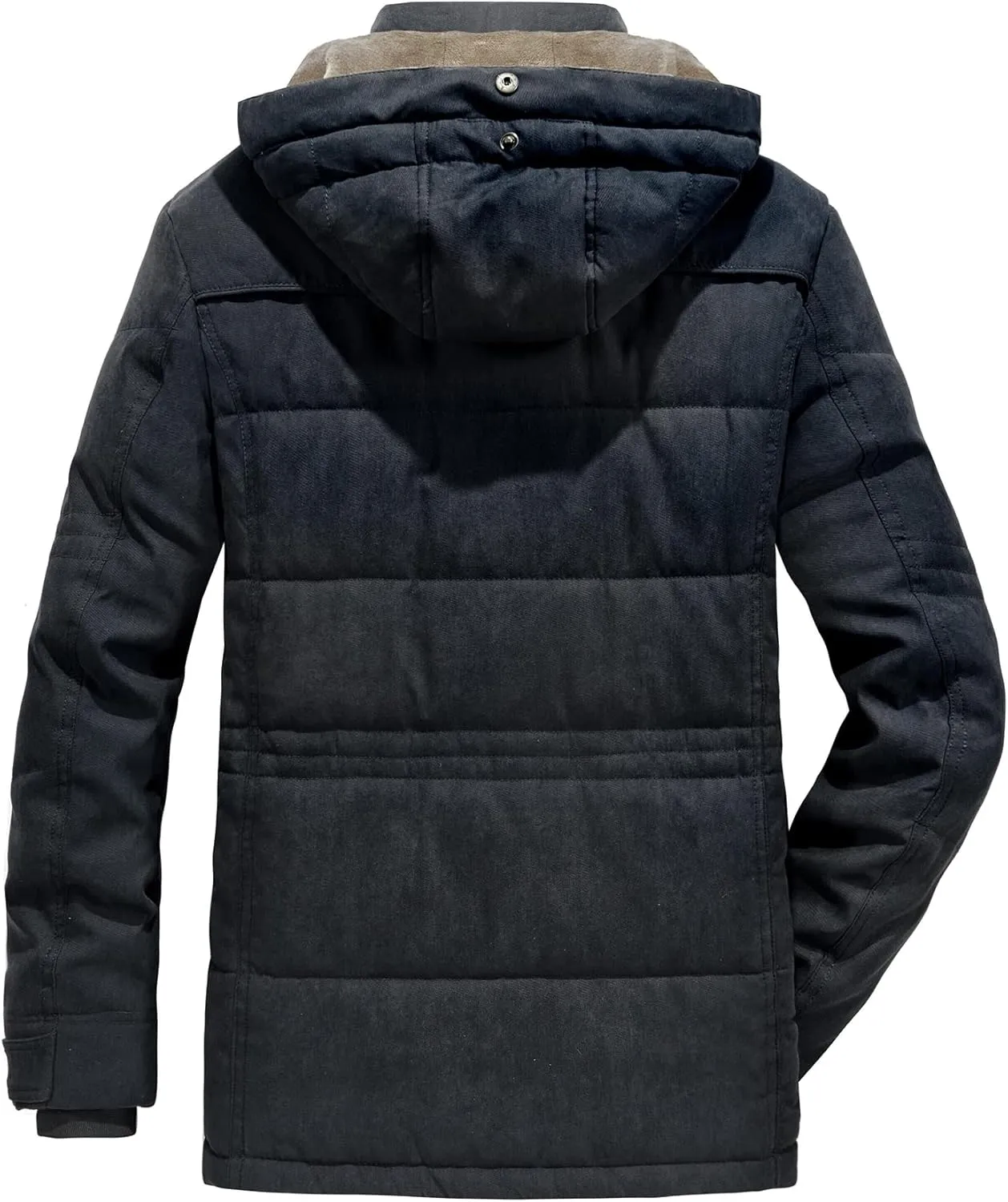 PRIJOUHE Men's Winter Coats Down Jackets Outerwear Long Cotton Coat Men Thick Warm Fur Jacket Coat Overcoat