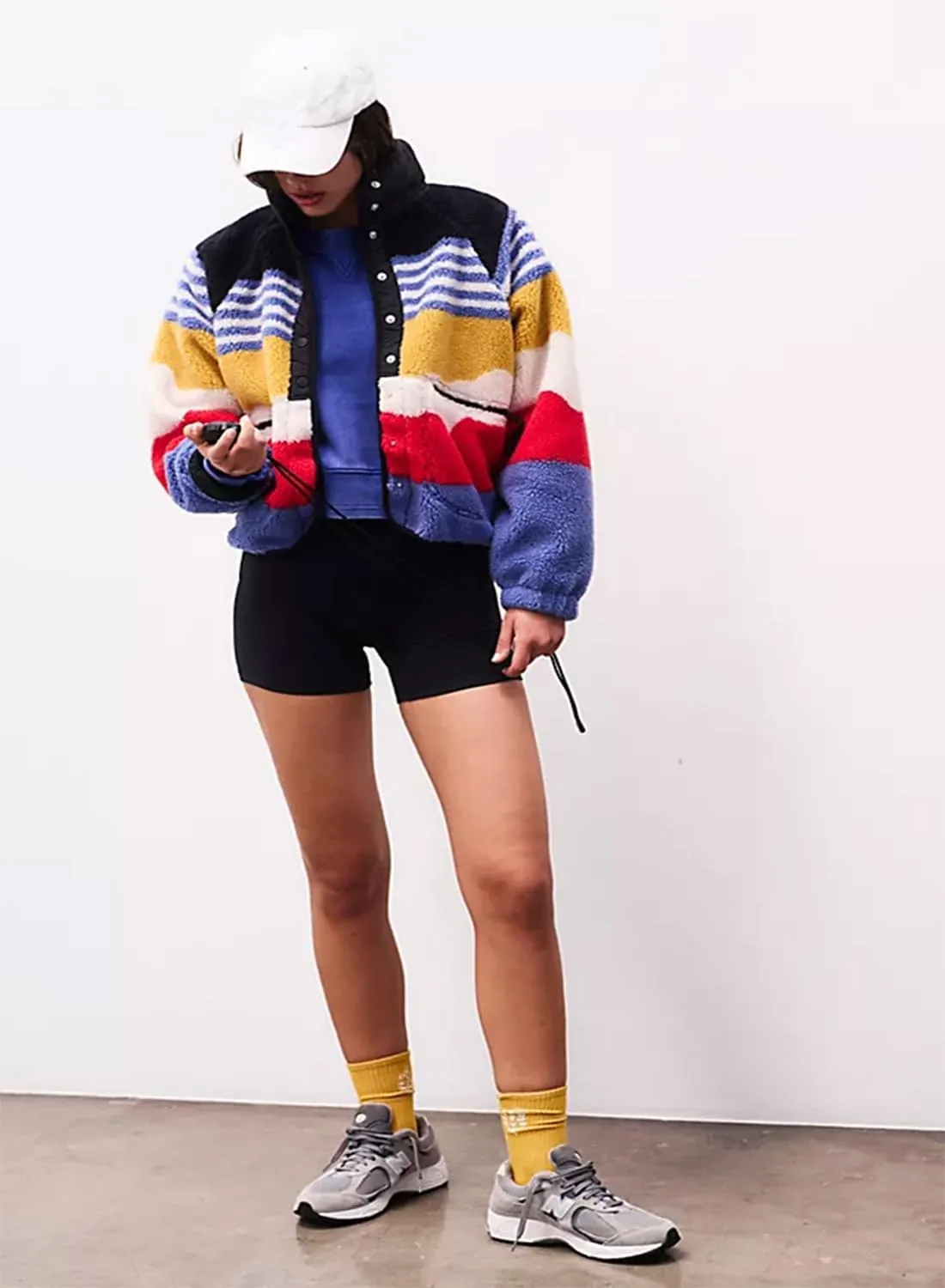 Printed Sherpa Jacket for Women Long Sleeve Button Down Fuzzy Fleece Coat Y2K Outerwear with Pockets