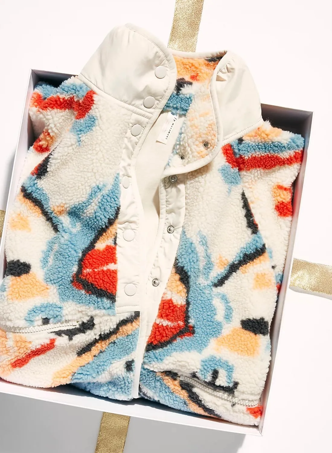 Printed Sherpa Jacket for Women Long Sleeve Button Down Fuzzy Fleece Coat Y2K Outerwear with Pockets