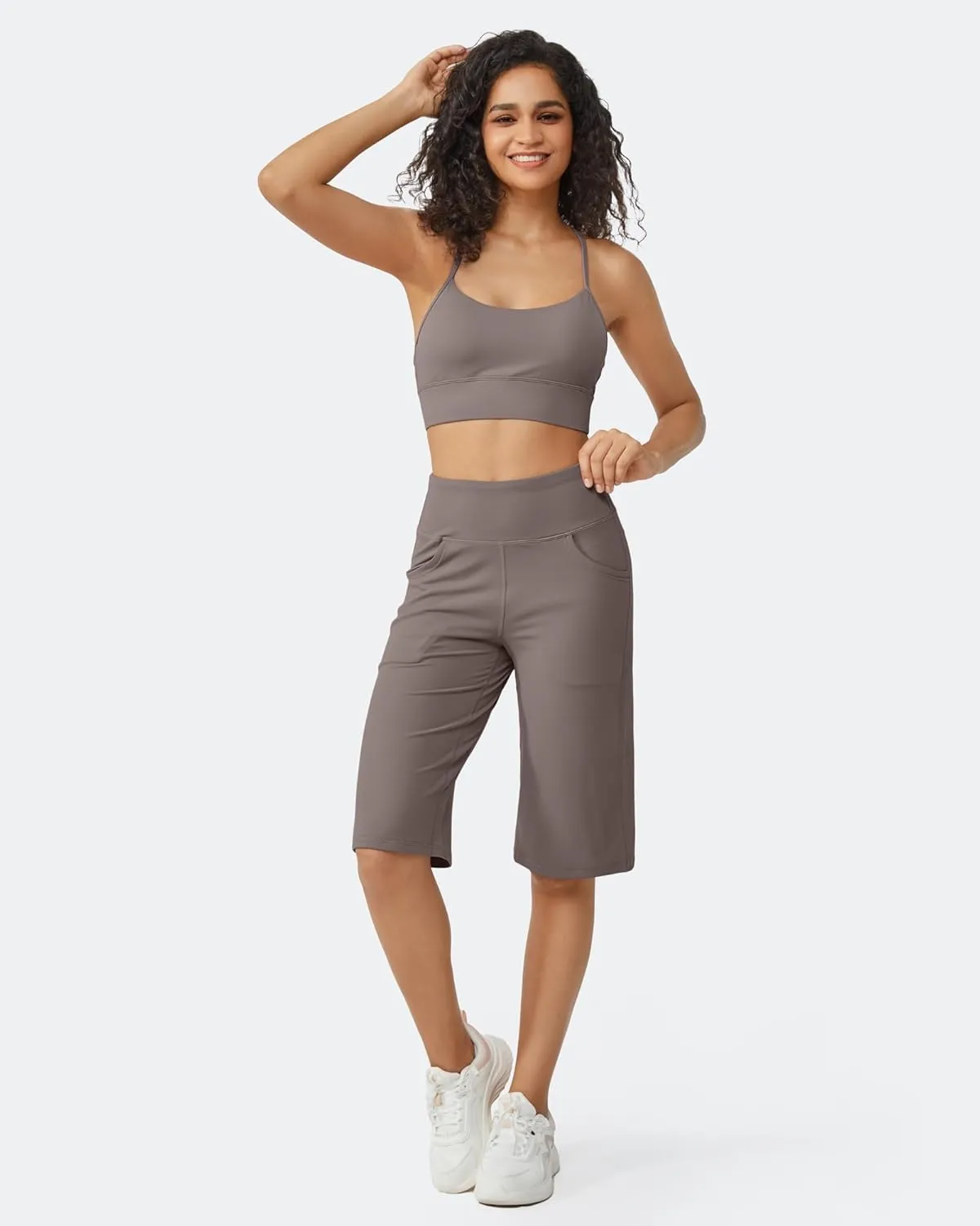 Promover Capri Pants for Women Wide Leg Yoga Cropped Pants with Pockets Loose Casual Summer Pants