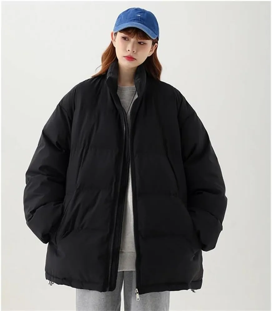 Pulcykp Women's Down Jackets Winter Stand Collar Splicing Thicken Puffer Coat Cotton Padded Outwear