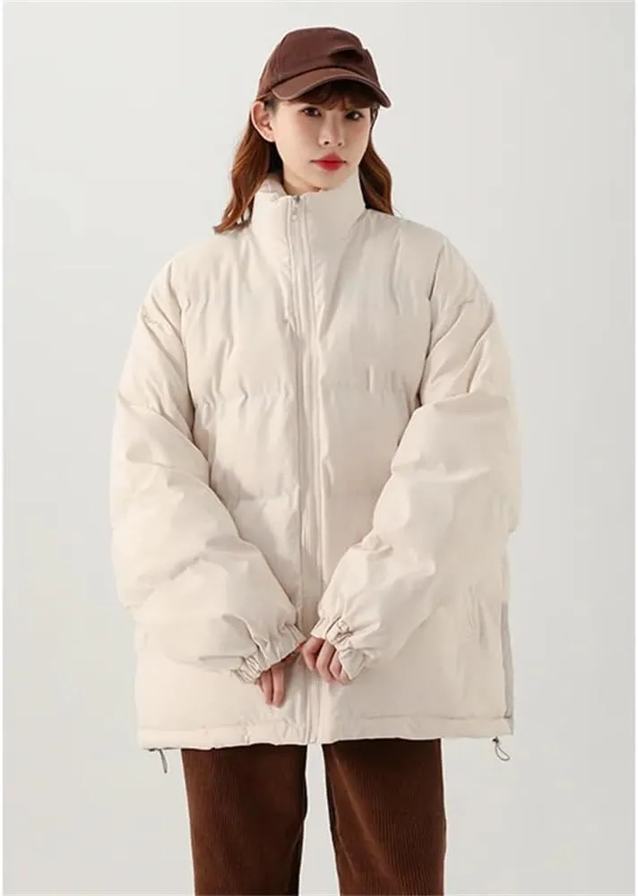 Pulcykp Women's Down Jackets Winter Stand Collar Splicing Thicken Puffer Coat Cotton Padded Outwear