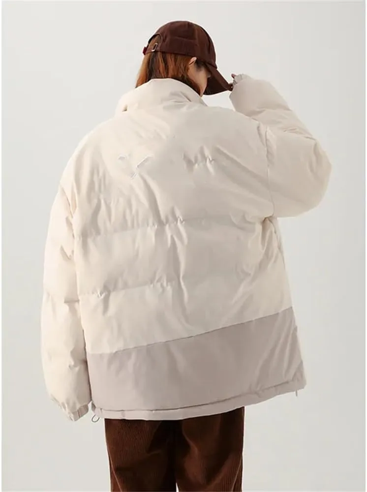 Pulcykp Women's Down Jackets Winter Stand Collar Splicing Thicken Puffer Coat Cotton Padded Outwear
