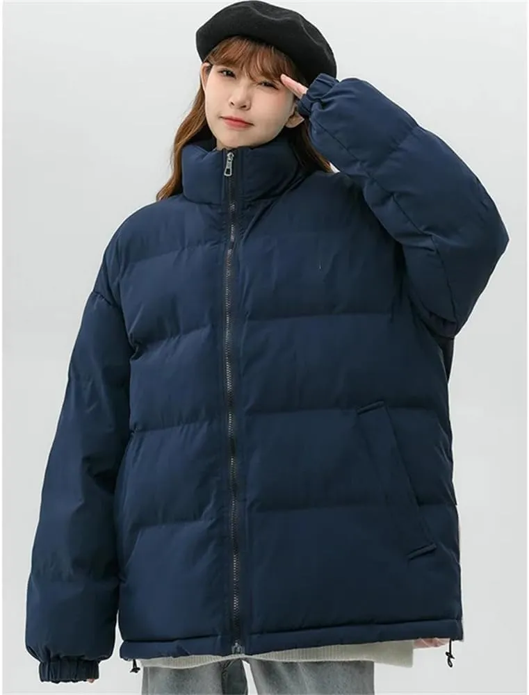 Pulcykp Women's Down Jackets Winter Stand Collar Splicing Thicken Puffer Coat Cotton Padded Outwear