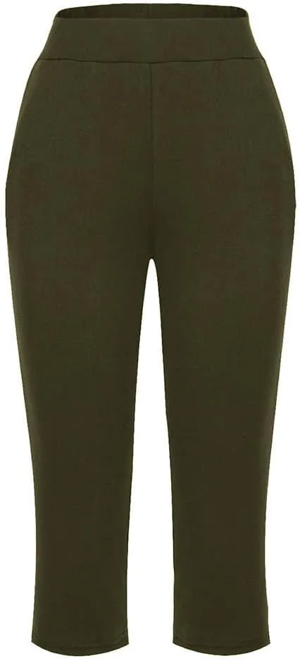 Pull On Capris for Women Dressy Casual Stretch Lightweight Capri Elastic High Waist Lounge Pants 2025 Summer
