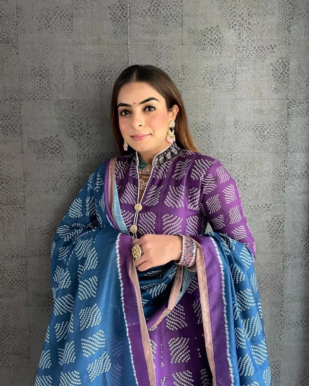 Purple Color Digital Printed Vaishali Silk Gown With Muslin Silk Dupatta