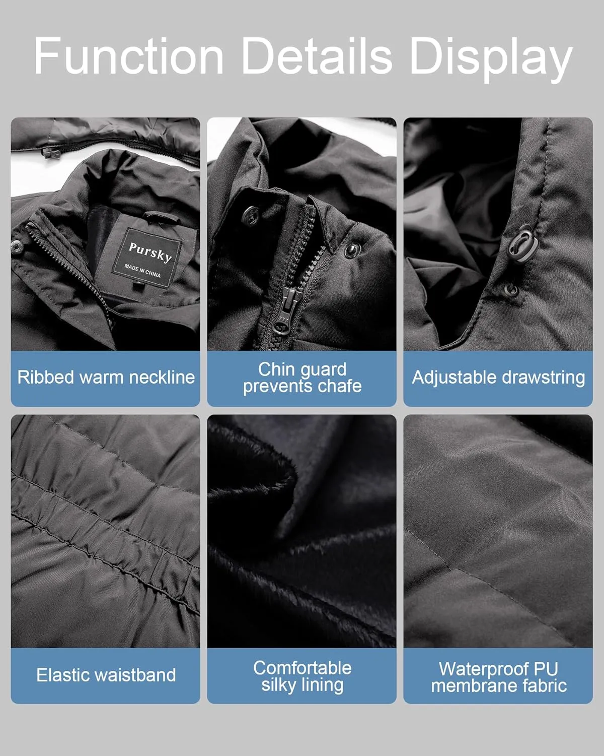 Pursky Women's Warm Winter Thicken Coat Waterproof Cropped Jackets Parka With Removable Hood