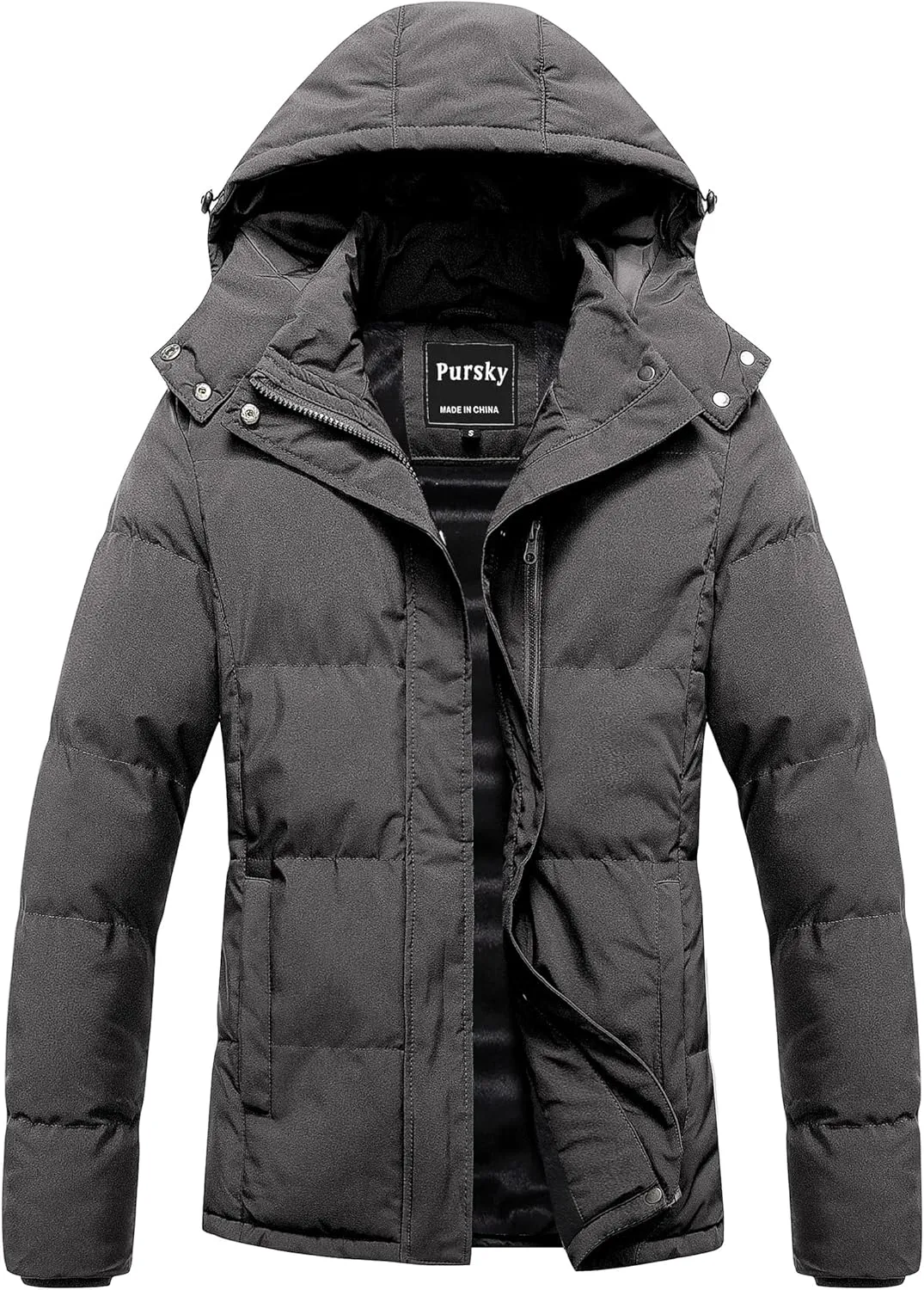 Pursky Women's Warm Winter Thicken Coat Waterproof Cropped Jackets Parka With Removable Hood