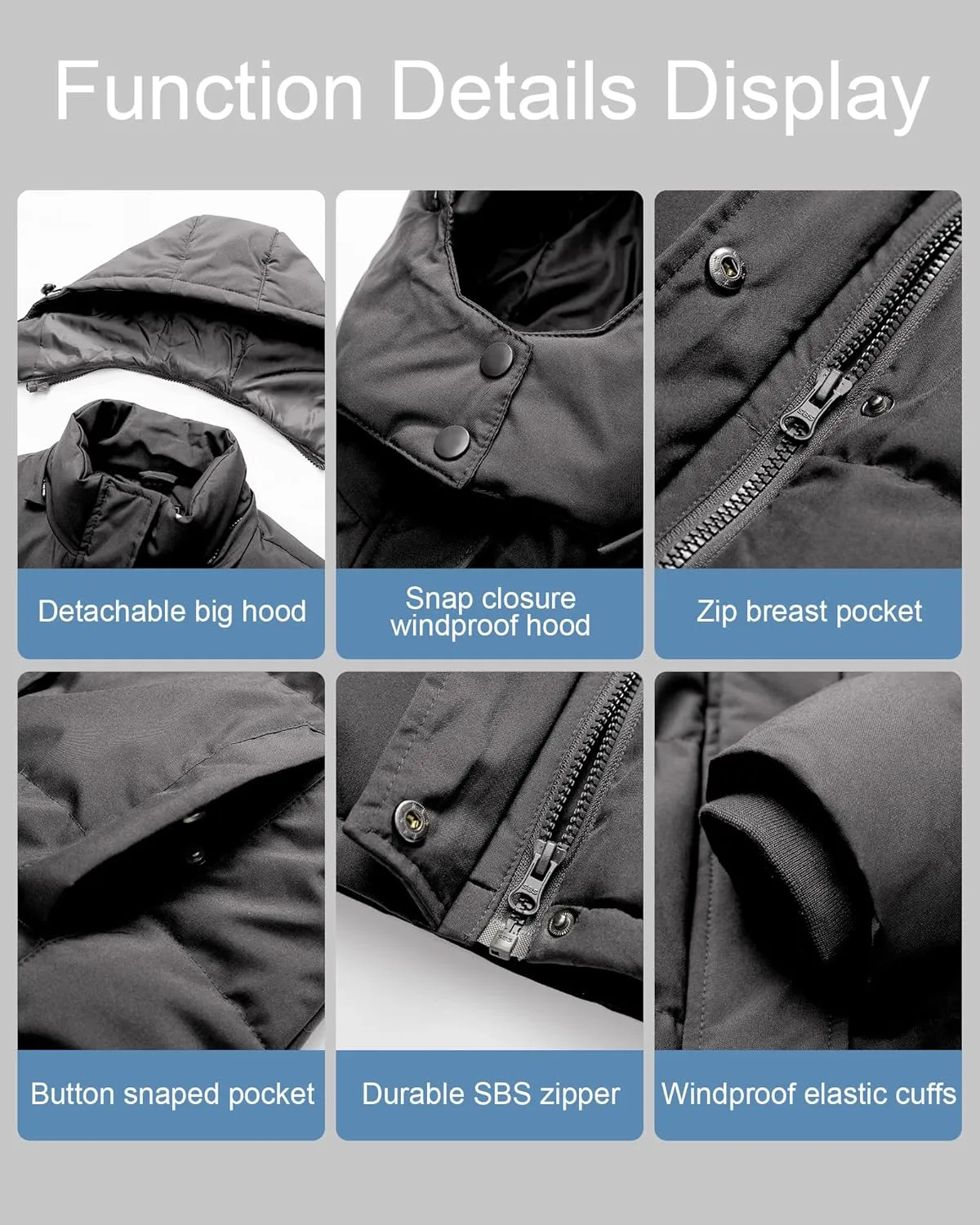 Pursky Women's Warm Winter Thicken Coat Waterproof Cropped Jackets Parka With Removable Hood