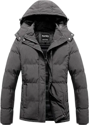 Pursky Women's Warm Winter Thicken Coat Waterproof Cropped Jackets Parka With Removable Hood