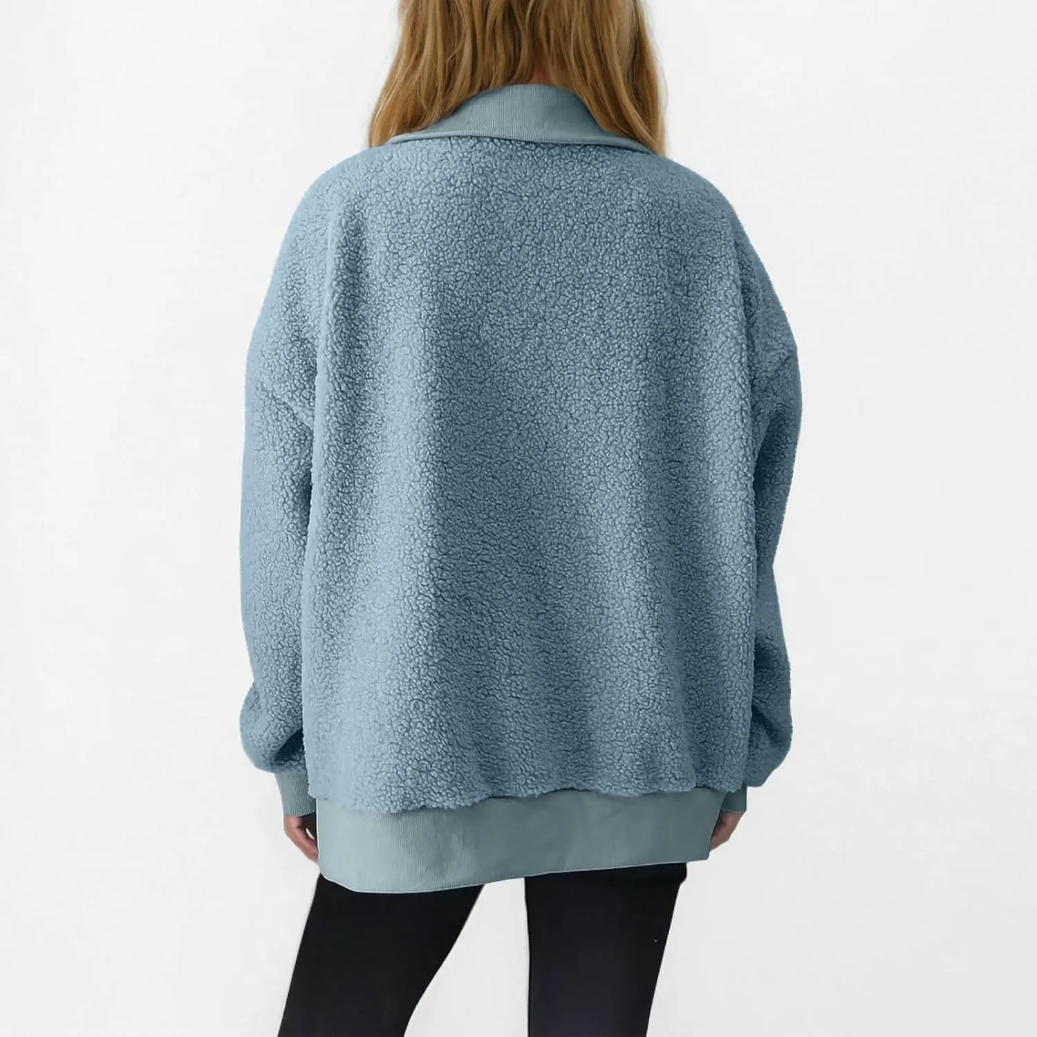 Quarter Zip Pullover Womens Sherpa Jackets Fleece Fuzzy Sweatshirt Casual Winter Coats Fashion Fall 2024 Outerwear
