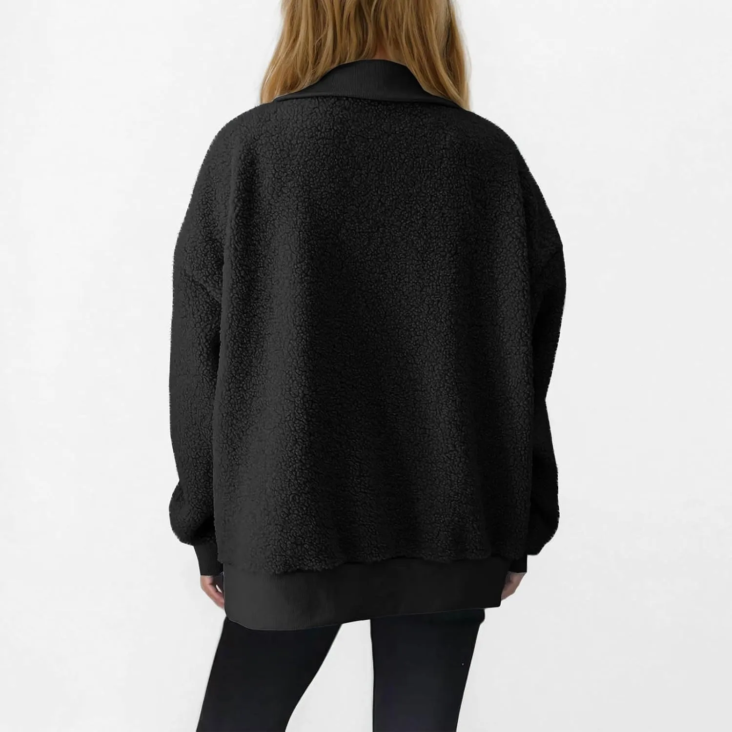 Quarter Zip Pullover Womens Sherpa Jackets Fleece Fuzzy Sweatshirt Casual Winter Coats Fashion Fall 2024 Outerwear
