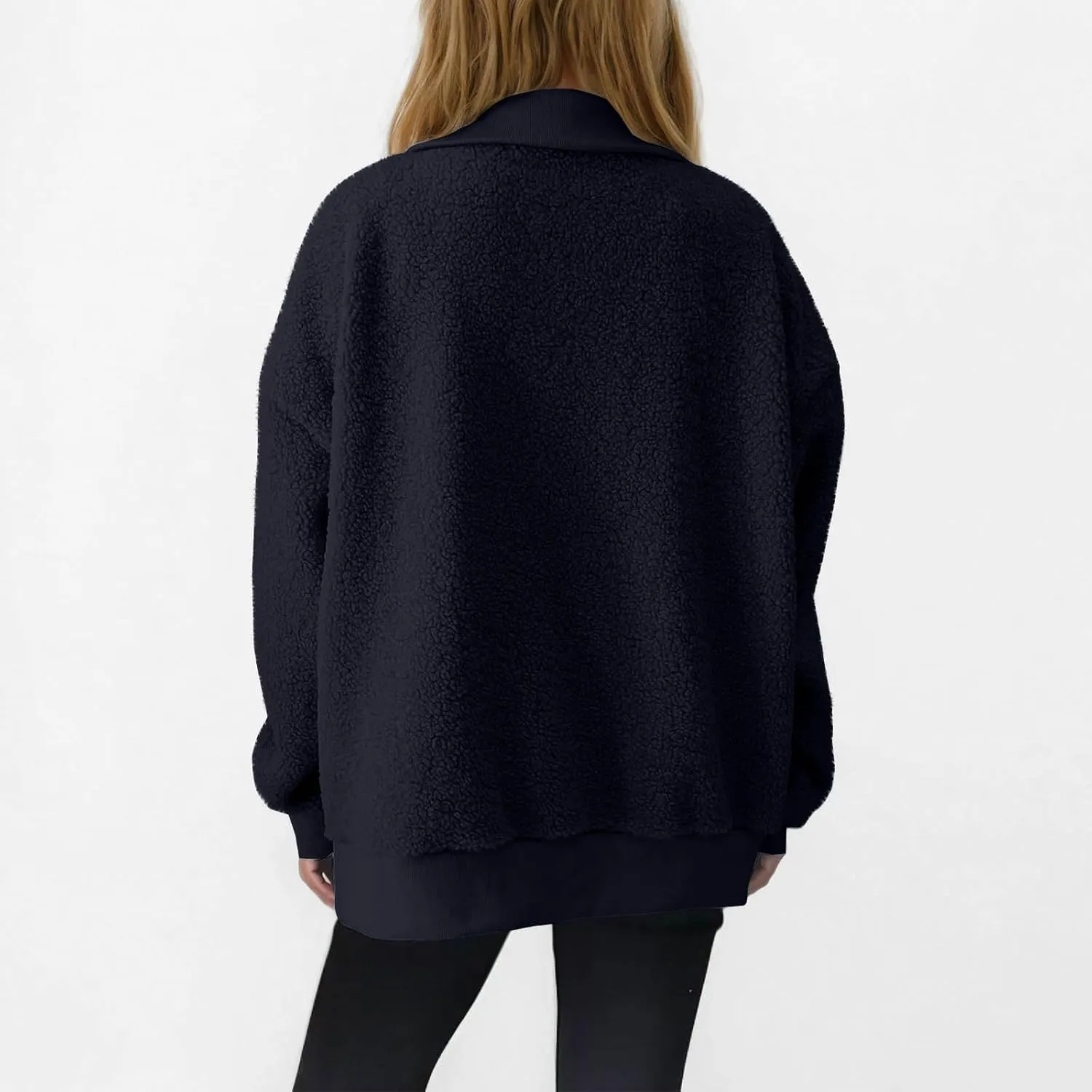 Quarter Zip Pullover Womens Sherpa Jackets Fleece Fuzzy Sweatshirt Casual Winter Coats Fashion Fall 2024 Outerwear