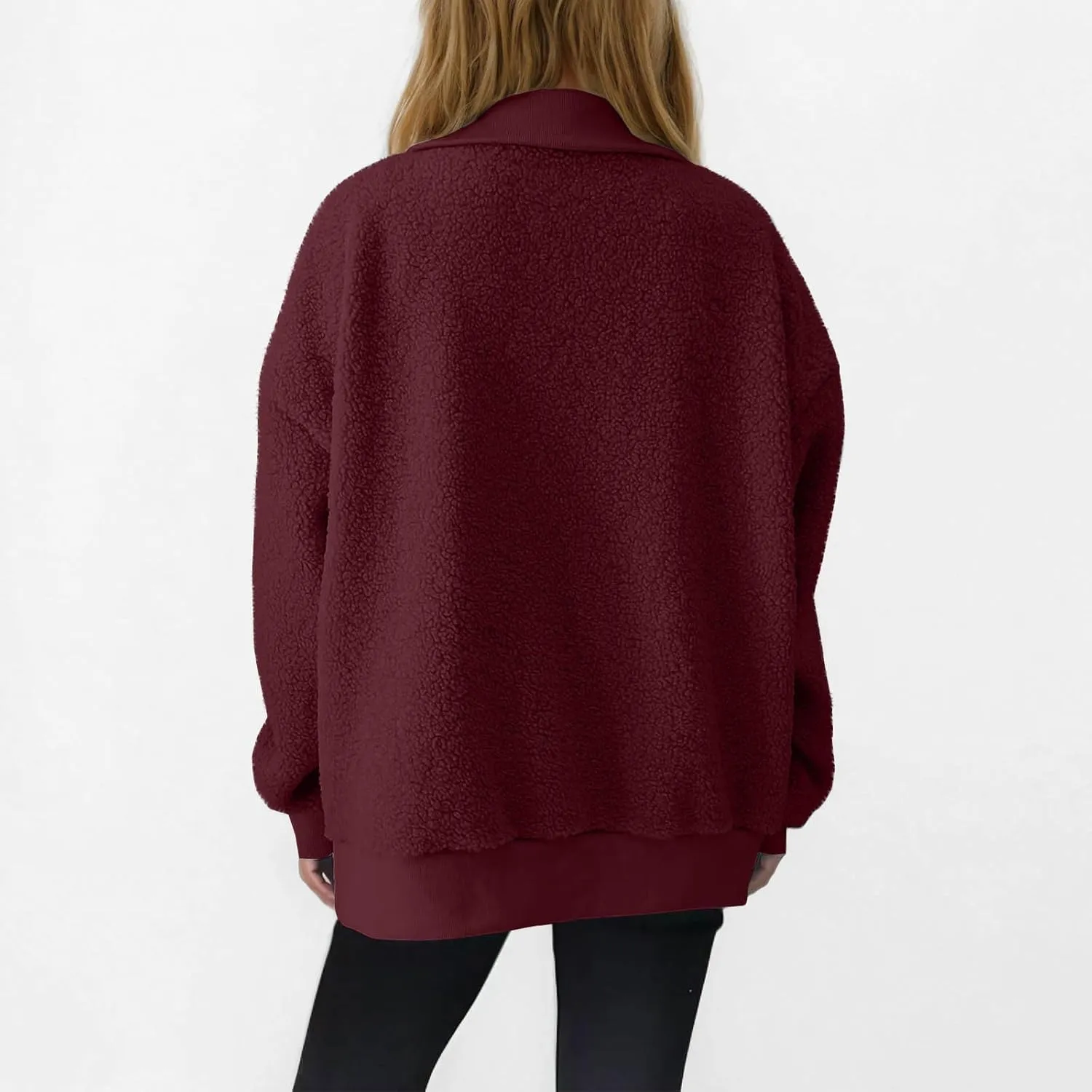 Quarter Zip Pullover Womens Sherpa Jackets Fleece Fuzzy Sweatshirt Casual Winter Coats Fashion Fall 2024 Outerwear