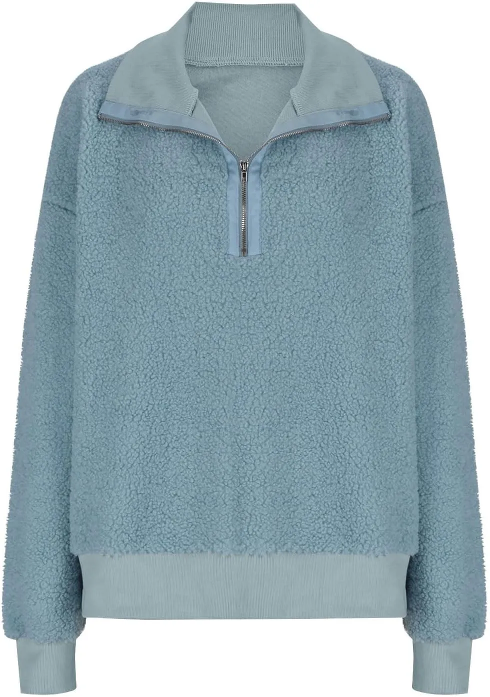 Quarter Zip Pullover Womens Sherpa Jackets Fleece Fuzzy Sweatshirt Casual Winter Coats Fashion Fall 2024 Outerwear