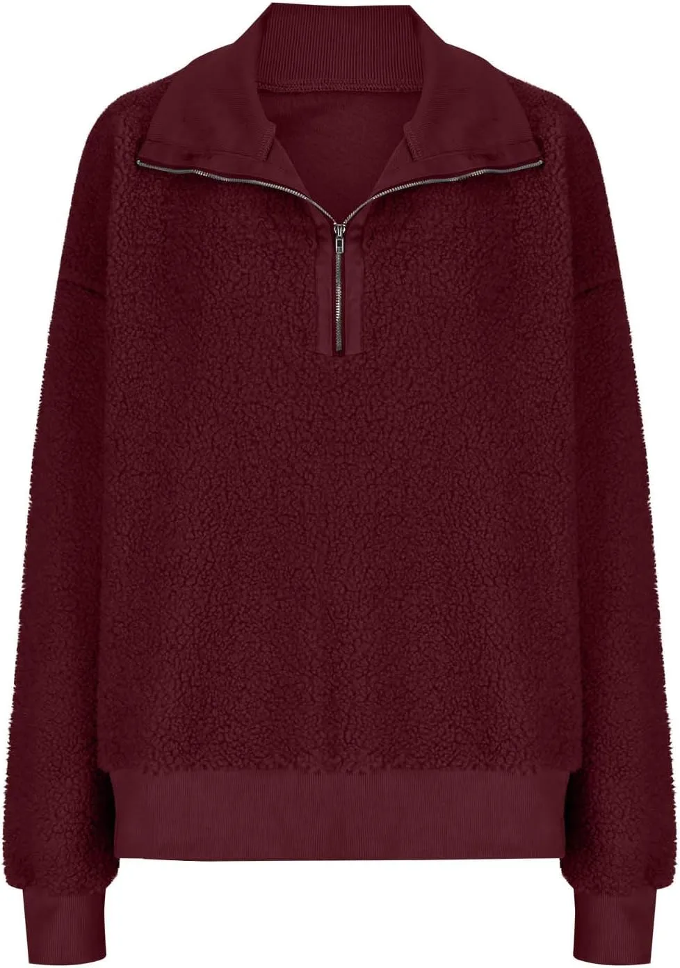 Quarter Zip Pullover Womens Sherpa Jackets Fleece Fuzzy Sweatshirt Casual Winter Coats Fashion Fall 2024 Outerwear