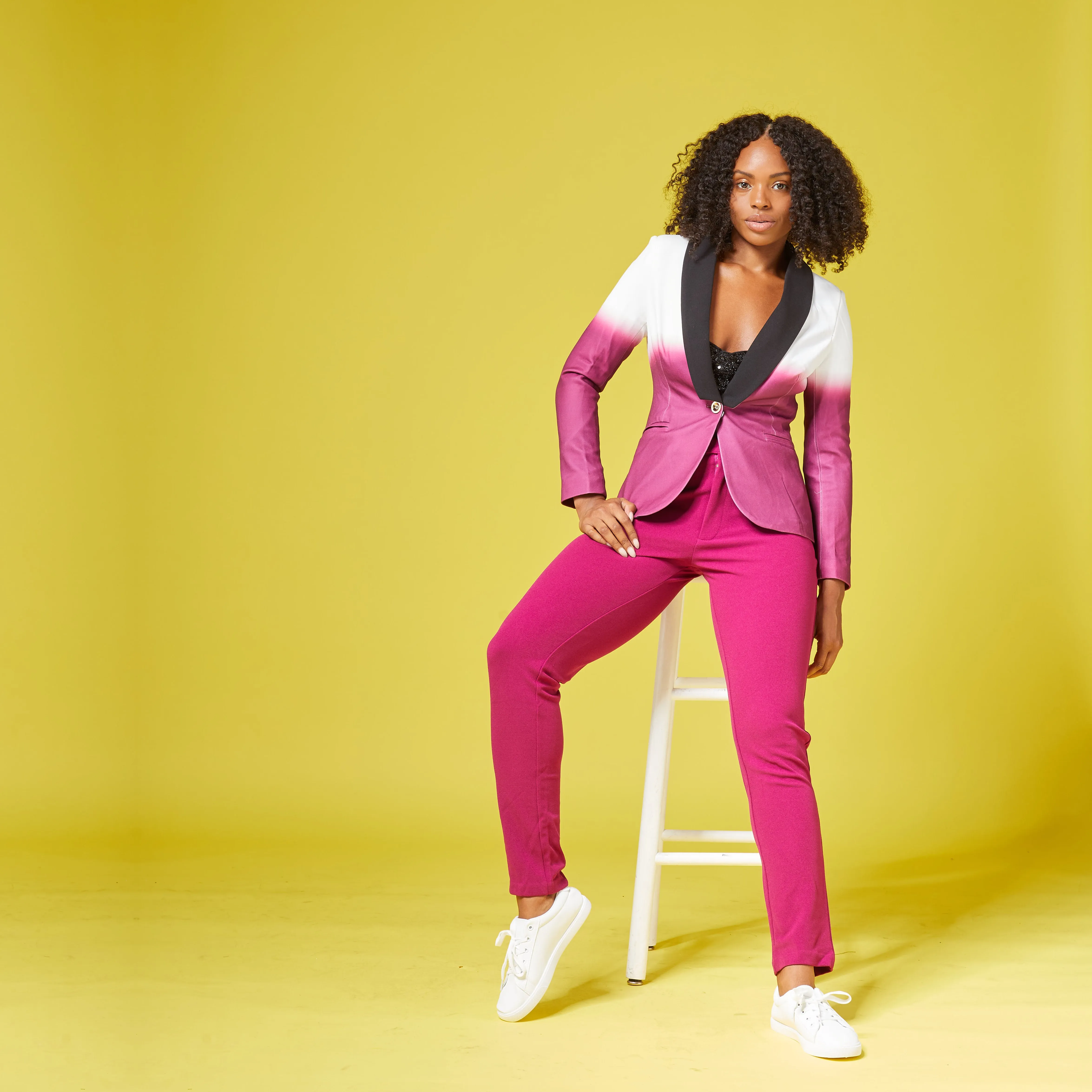 Rebellious Ombre Stretch Blazer - Fuchsia Ombre