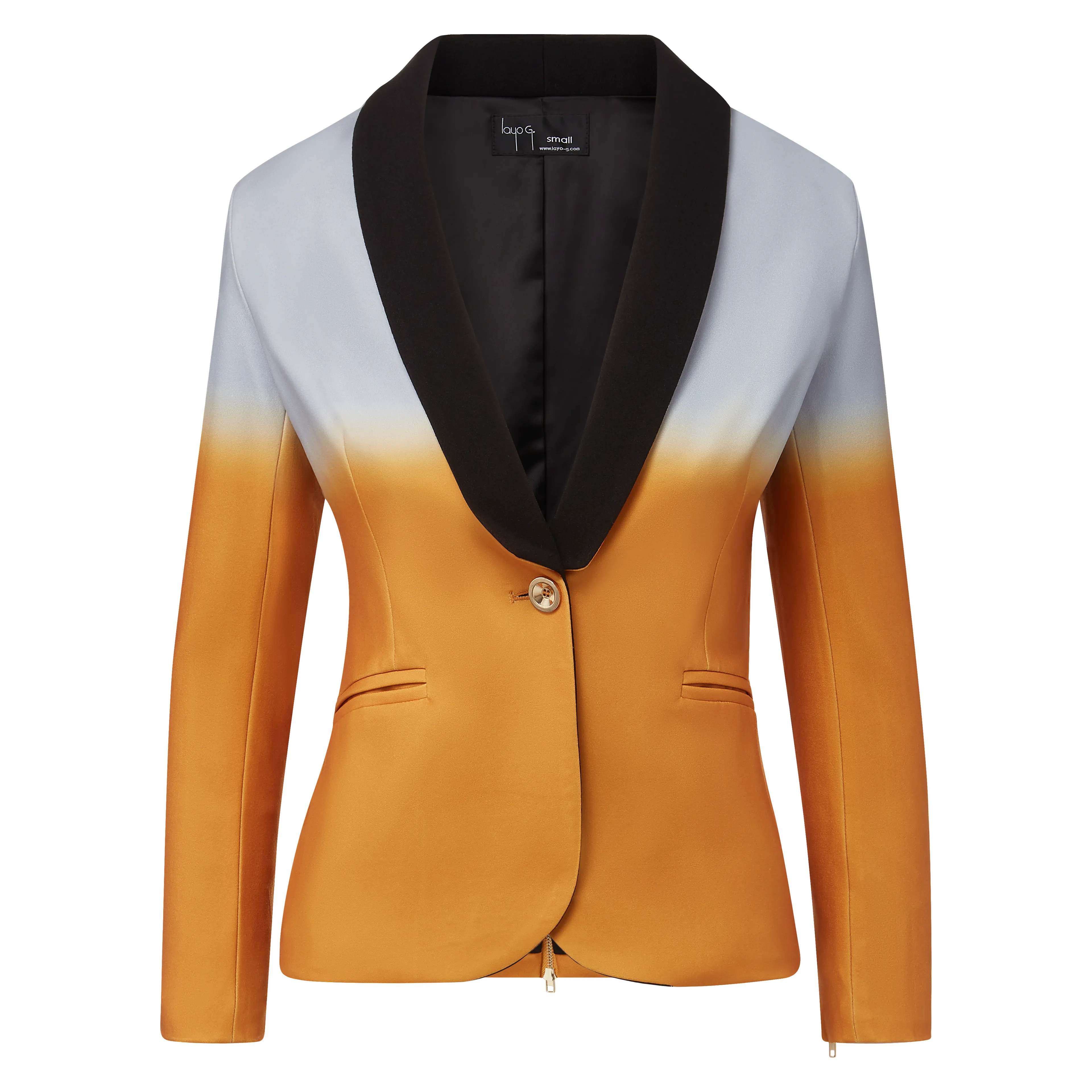 Rebellious Ombre Stretch Blazer - Mustard Gold Ombre