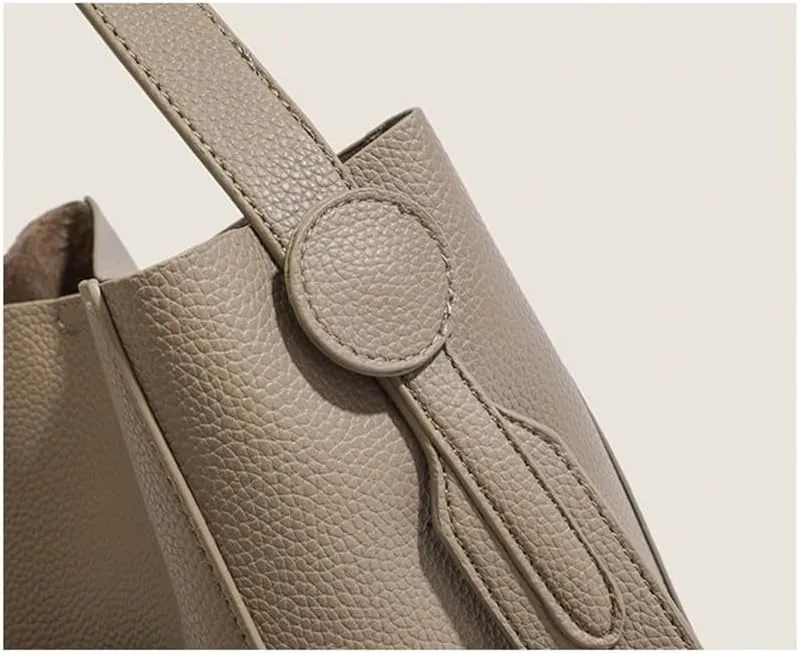 Retro Niche Design Bucket Women's Bag 2024 New Commuting Shoulder Bag Casual Versatile Crossbody Bucket Bag(Gray)