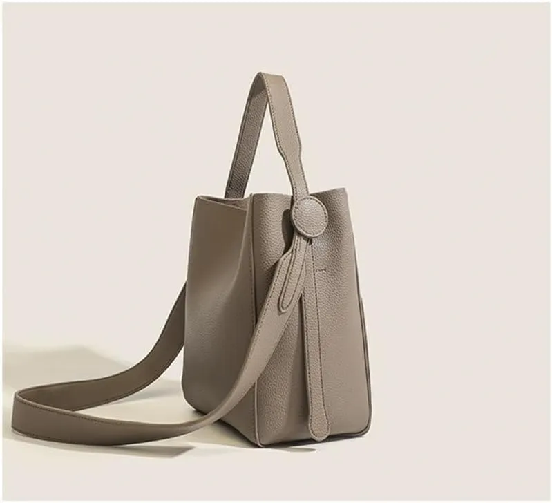 Retro Niche Design Bucket Women's Bag 2024 New Commuting Shoulder Bag Casual Versatile Crossbody Bucket Bag(Gray)