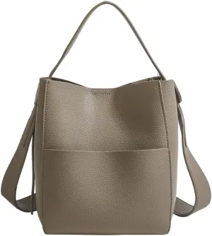 Retro Niche Design Bucket Women's Bag 2024 New Commuting Shoulder Bag Casual Versatile Crossbody Bucket Bag(Gray)