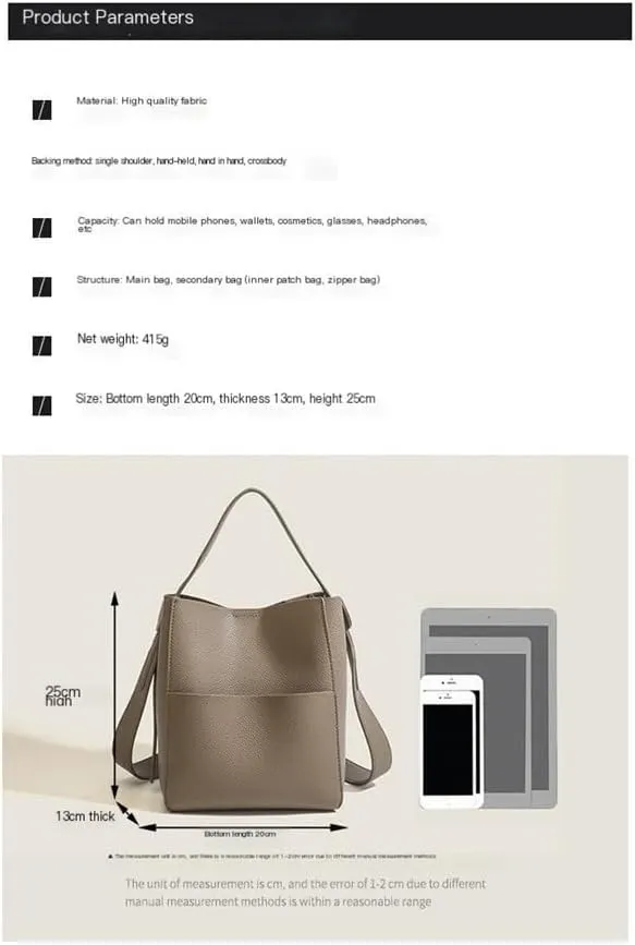 Retro Niche Design Bucket Women's Bag 2024 New Commuting Shoulder Bag Casual Versatile Crossbody Bucket Bag(Gray)