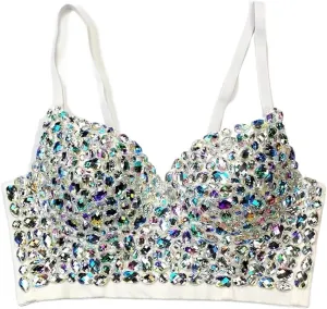Rhinestone Corset Sexy Denim Rhinestone Corset Camisoles Bustiers Bra Party Club Streetwear Lingerie Look Stage Costumes(Color-10,XS)