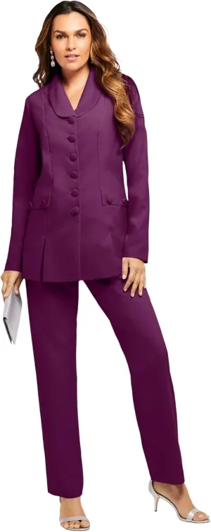 Roaman's Women's Plus Size Ten-Button Pantsuit
