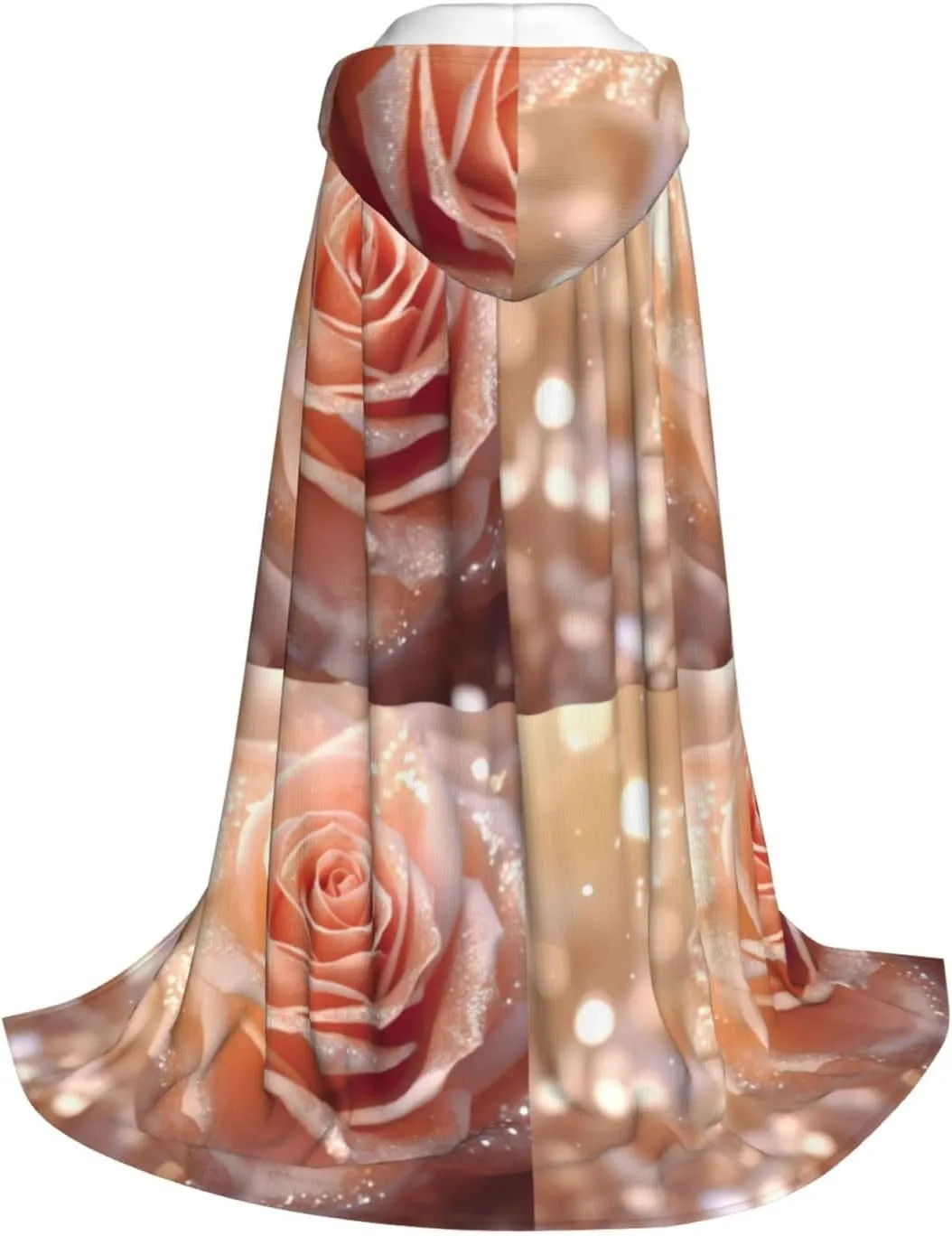 rose gold glitter print Hooded Maxi Cloak Coat Winter Warm Long Cloak Cosplay Costumes Outerwear