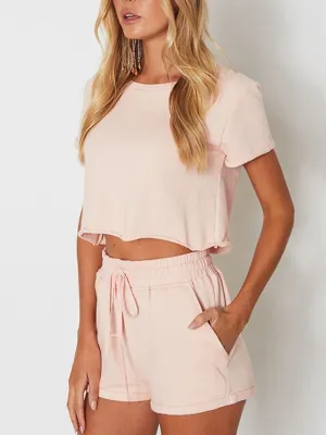 Round Neck Casual Short Sleeve Sleeve Shorts Suit