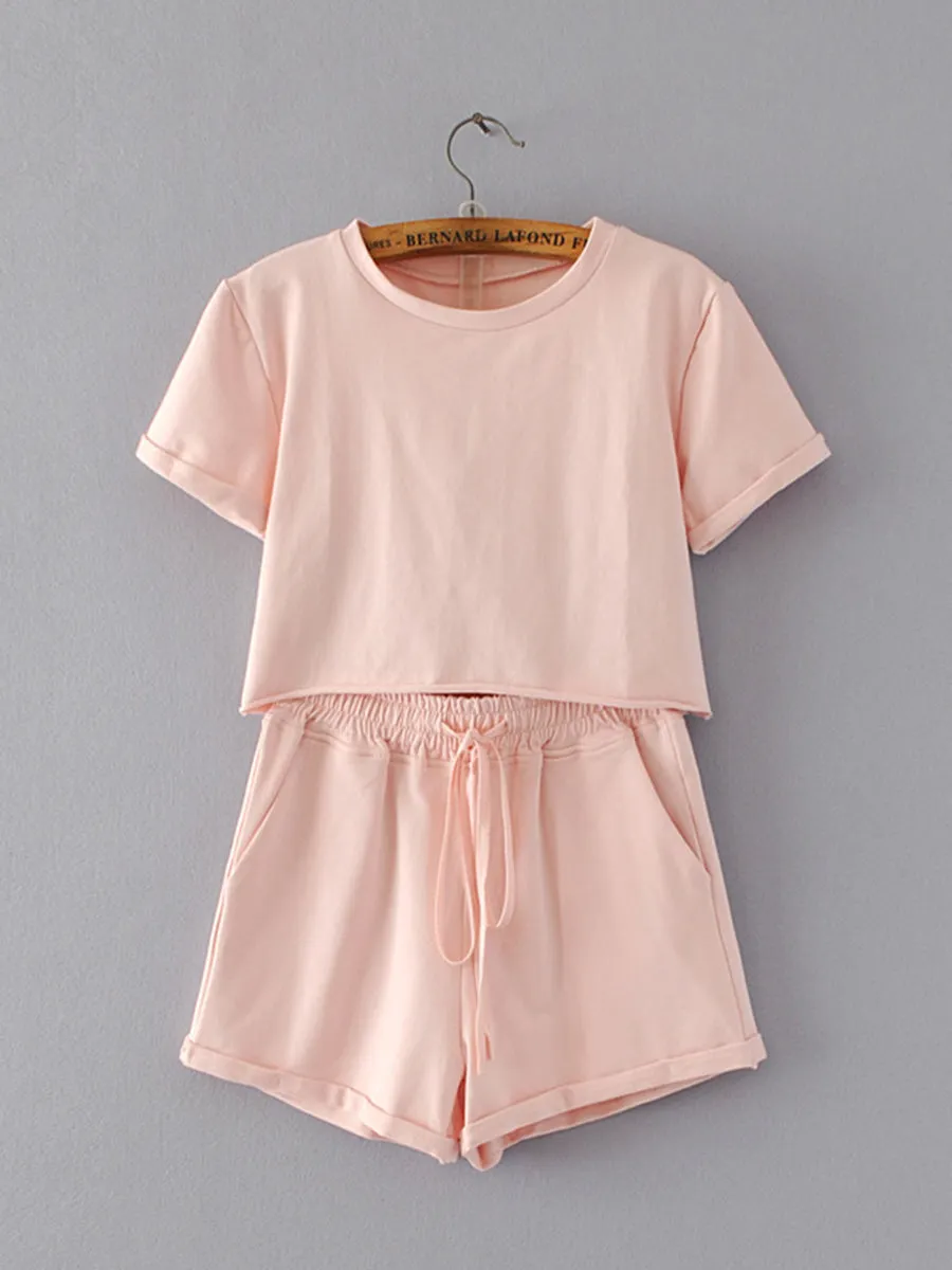 Round Neck Casual Short Sleeve Sleeve Shorts Suit