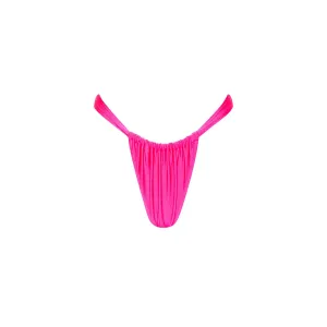Ruched Thong Bikini Bottom - Posh Pink