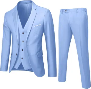 S-6XL Mens 3 Pieces Slim Fit Dress Suits Regular Fit Blazer Jacket & Vest & Pants Formal Sets Big and Tall Wedding Tuxedo