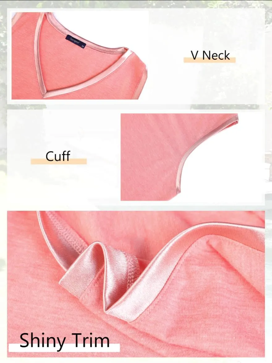 SAMPEEL Tank Tops for Women Summer Trendy V Neck Tops Shiny Trim Loose Fit Casual Sleeveless Shirts Fashion 2025