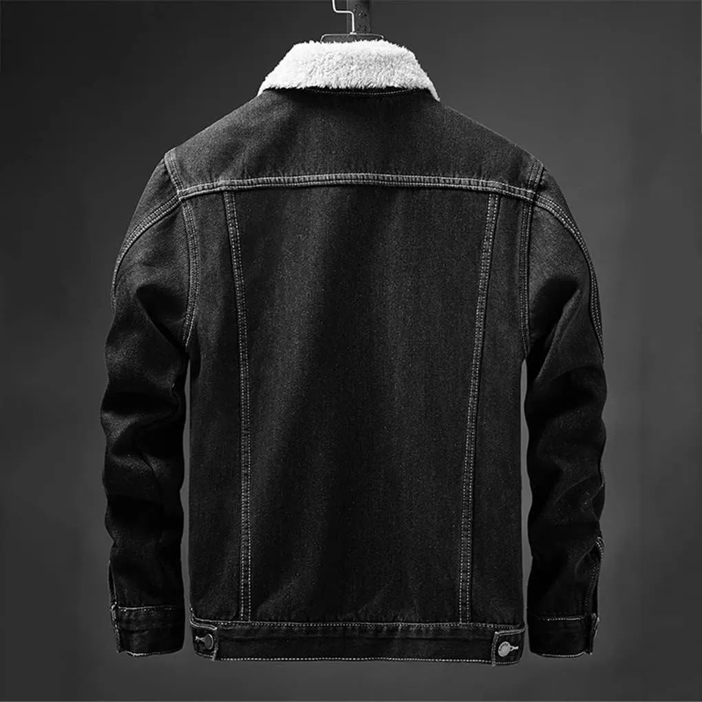 SaoBiiu Winter Men Denim Jacket Thick Cotton Padded Jeans Casual Fleece Male Coat